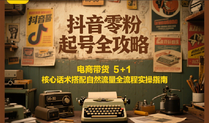 抖音零粉起号全攻略：电商带货 5+1 核心话术搭配自然流量全流程实操指南-中创项目网
