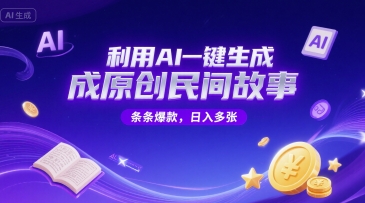 利用AI一键生成原创民间故事，无限制生成，条条爆款，日入多张-中创项目网