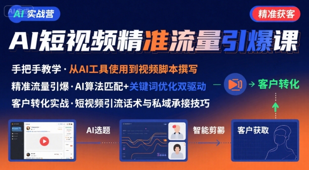AI+短视频引爆精准客户实战营，手把手教你引爆Ai短视频精准流量-中创项目网