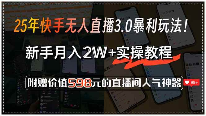 （15335期）25年快手无人直播3.0暴利玩法！，新手月入2W+实操教程，附赠价值598元…-中创项目网