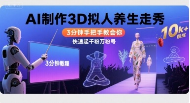 Ai制作3D拟人养生走秀，3分钟手把手教会你，快速起千粉万粉号-中创项目网