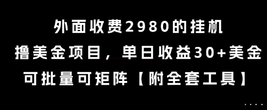 外面收费2980的挂G撸美金项目，单日收益30+美金，可批量可矩阵【揭秘】-中创项目网