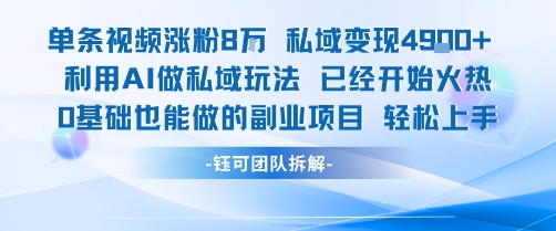 单条视频私域变现4.9k+利用AI做私域玩法 已经开始火热0基础也能做的副业项目轻松上手-中创项目网