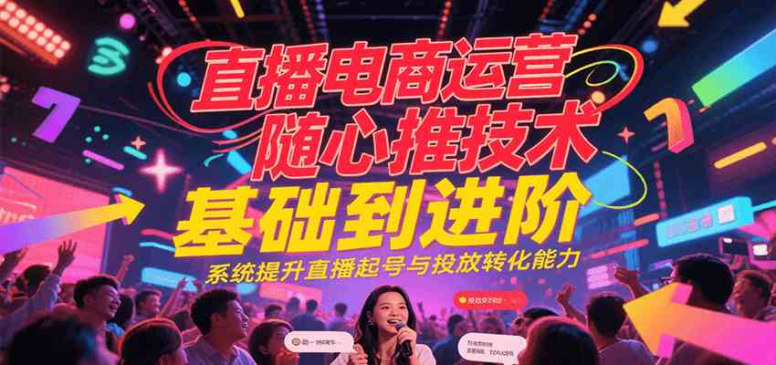 直播电商运营随心推投放技术基础到进阶，系统提升直播起号与投放转化能力-中创项目网
