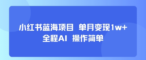 小红书蓝海项目 单月变现1w+ 全程AI 操作简单-中创项目网