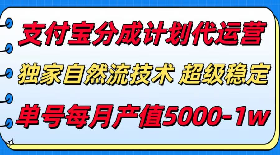支付宝分成计划代运营，独家自然流技术，收益稳定，单号月产5000＋-中创项目网