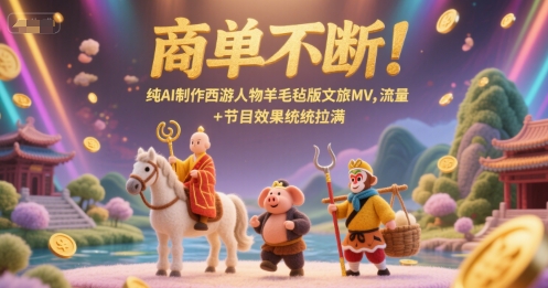 商单不断！纯AI制作西游人物羊毛毡版文旅MV，流量+节目效果统统拉满-中创项目网