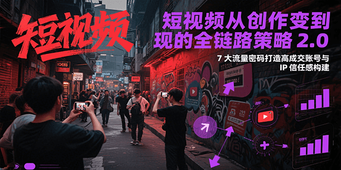 短视频从创作到变现的全链路策略2.0，7大流量密码构建IP信任感打造高成交账号-中创项目网