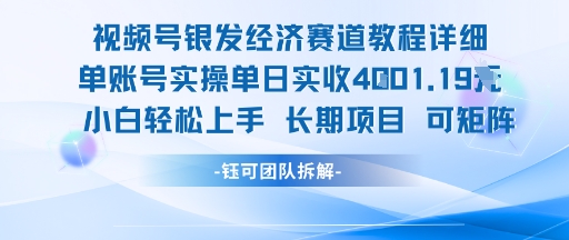 视频号银发经济赛道单账号实操单日实收1k+，小白轻松上手长期项目-中创项目网