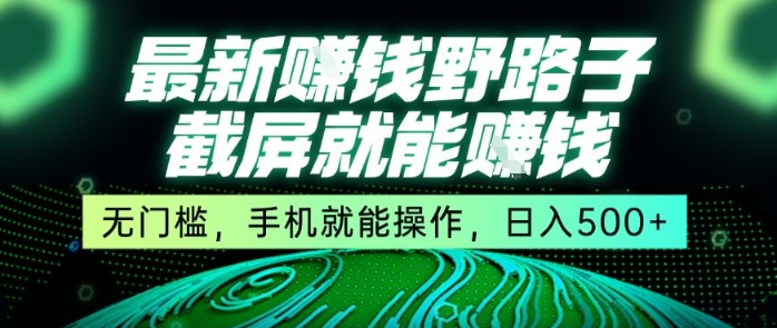最新野路子截屏就能挣钱，无门槛，手机就能操作，日入5张【揭秘】-中创项目网
