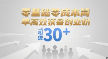 零基础零成本简单高效获客创业粉，一天引流30+-中创项目网