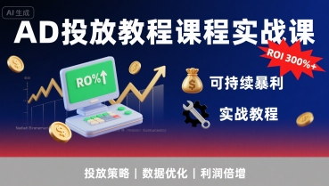 AD投放教程课程实战课，实现广告ROI300%+可持续暴利-中创项目网