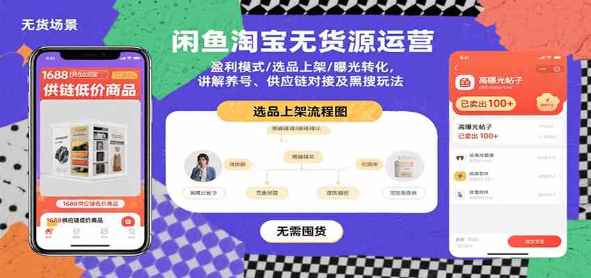 闲鱼淘宝无货源运营：盈利模式/选品上架/曝光转化，讲解养号、供应链对接及黑搜玩法-中创项目网