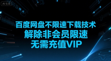 百度网盘不限速下载技术，解除非会员限速，无需充值VIP-中创项目网