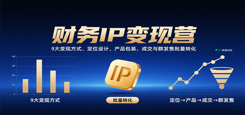 财务IP变现营：9大变现方式、定位设计、产品包装，成交与群发售批量转化-中创项目网