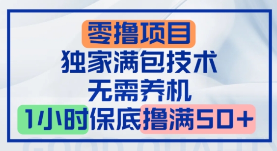 零撸顶配玩法，独家满包技术，无需养机，1小时保底撸满50+-中创项目网