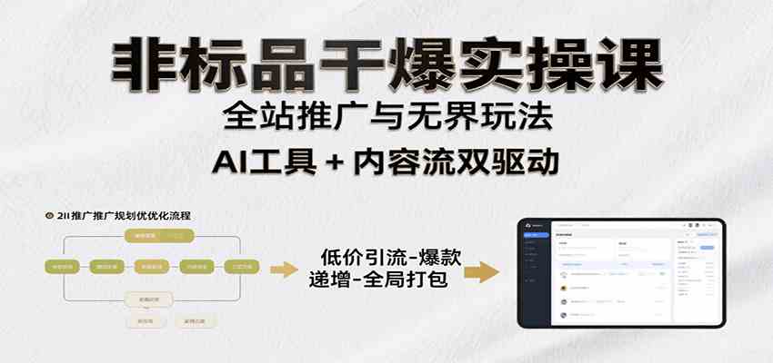 非标品干爆实操课：含多案例及操盘方法，从选品到推广、成交，助力打造爆款实现盈利-中创项目网