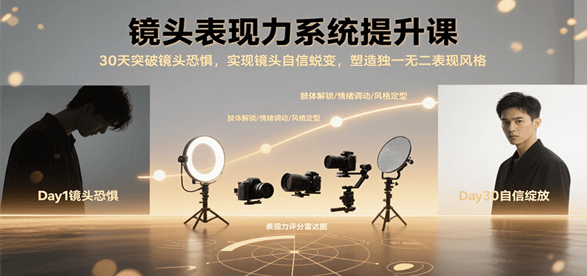 镜头表现力系统提升课，30天突破镜头恐惧实现自信蜕变，塑造独一无二表现风格-中创项目网