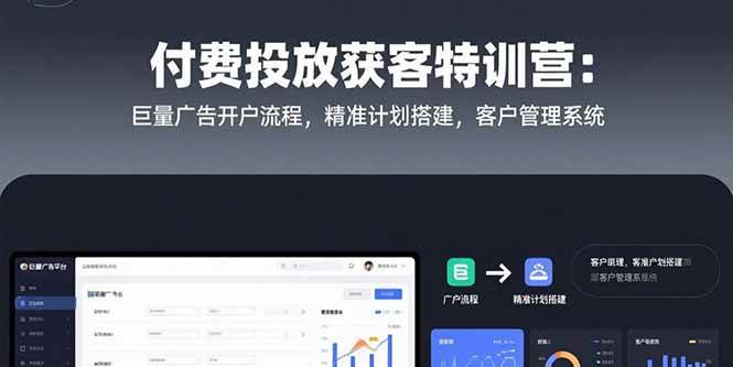 （15426期）付费投放获客特训营：巨量广告开户流程，精准计划搭建，客户管理系统-中创项目网