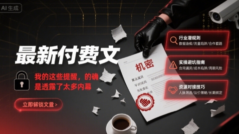 最新付费文：我的这些提醒，的确是透露了太多内幕-中创项目网