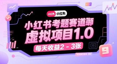 小红书考题赛道虚拟项目1.0，项目操作简单，每天收益2-3张-中创项目网