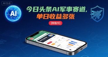 今日头条AI军事赛道，单日收益多张 ，手机可做【附指令】-中创项目网
