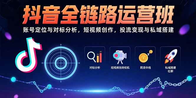 （15525期）抖音全链路运营班：账号定位与对标分析，短视频创作，投流变现与私域搭建-中创项目网