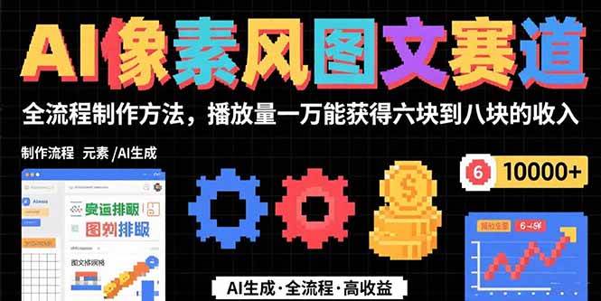 （15572期）AI像素风图文赛道：全流程制作方法，播放量一万能获得6块到8块的收入-中创项目网