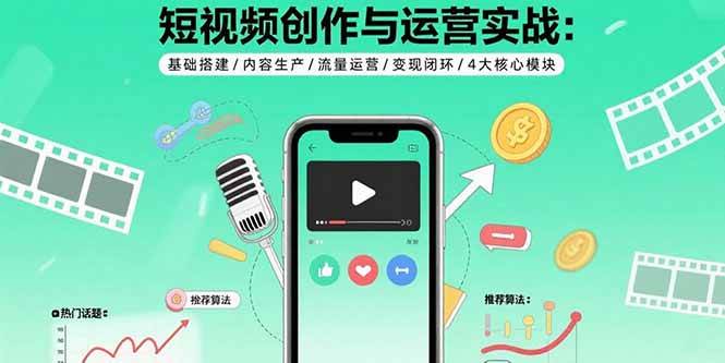 （15819期）短视频创作与运营实战：基础搭建/内容生产/流量运营/变现闭环/4大核心模块-中创项目网