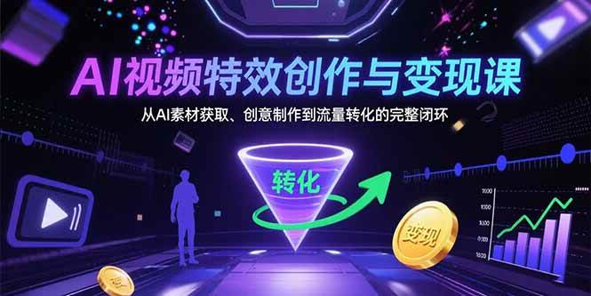 （15587期）AI视频特效创作与变现课：从AI素材获取、创意制作到流量转化的完整闭环-中创项目网