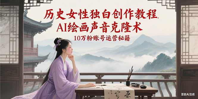 历史女性独白创作教程，AI绘画声音克隆术，10万粉账号运营秘籍-中创项目网