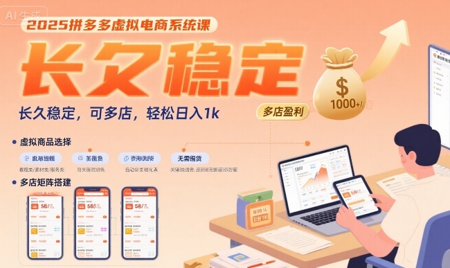 2025拼多多虚拟电商系统课，长久稳定，可多店，轻松日入1k-中创项目网