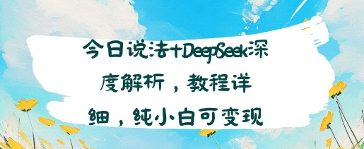 今日说法+DeepSeek深度解析，教程详细，纯小白可变现-中创项目网