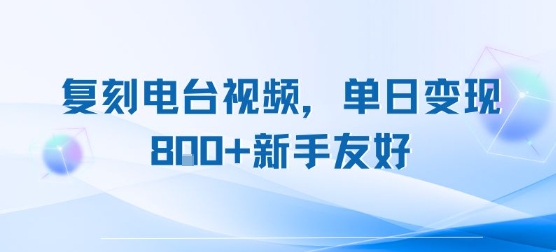 复刻电台视频，单日变现8张+新手友好，长期可做-中创项目网