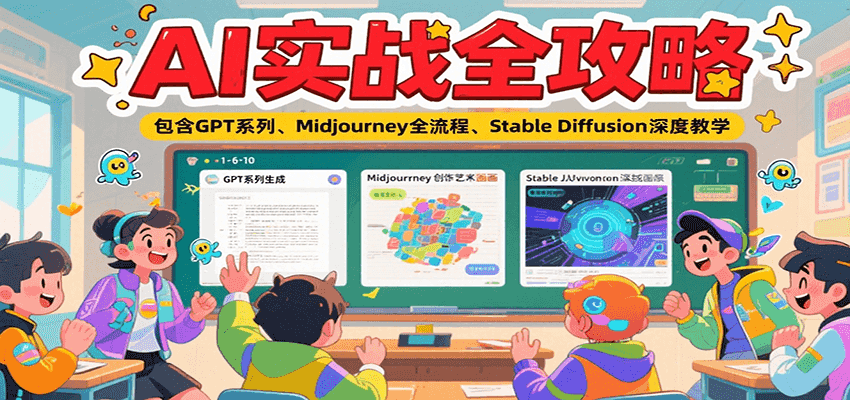 AI实战全攻略，包含GPT系列、Midjourney全流程、Stable Diffusion深度教学-中创项目网