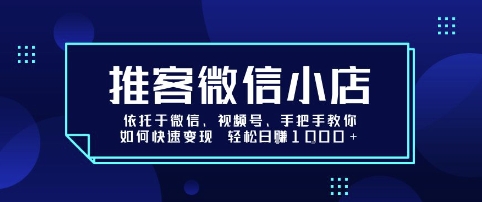 推客微信小店依托于微信、视频号，手把手教你如何快速变现 轻松日入1k+【揭秘】-中创项目网