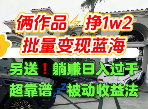 只靠2个作品点赞数量就挣1.2W，不导私域也能变现了【支持矩阵】汽水音乐门种草项目-中创项目网