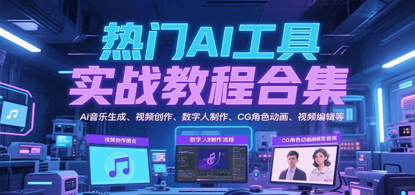 热门AI工具实战教程合集，AI音乐生成、视频创作、数字人制作、CG角色动画、视频编辑等-中创项目网