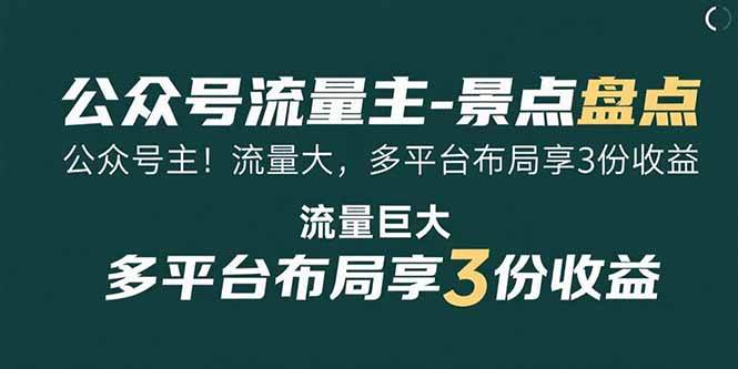 （15553期）公众号流量主-景点盘点 流量巨大 多平台布局享3份收益-中创项目网