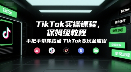 TikTok实操课程，保姆级教程，手把手带你跑通TikTok变现全流程-中创项目网