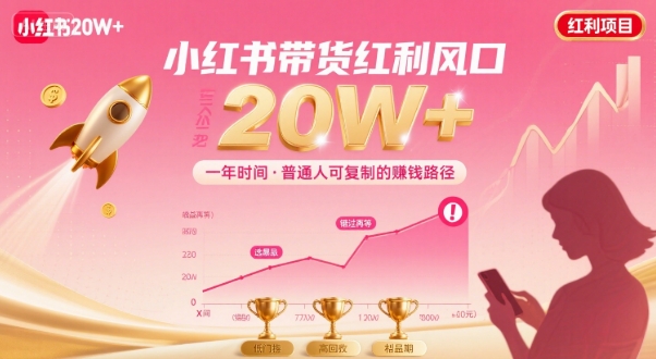 一年时间靠小红书带货项目年入20w+，最不能错的大红利项目-中创项目网
