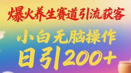 爆火养生赛道引流获客，小白无脑操作，日引200+-中创项目网