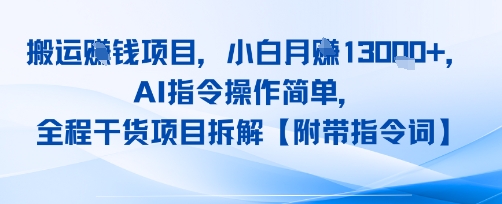 搬运挣钱项目，AI指令操作简单，小白月入1W+，全程干货项目拆解-中创项目网