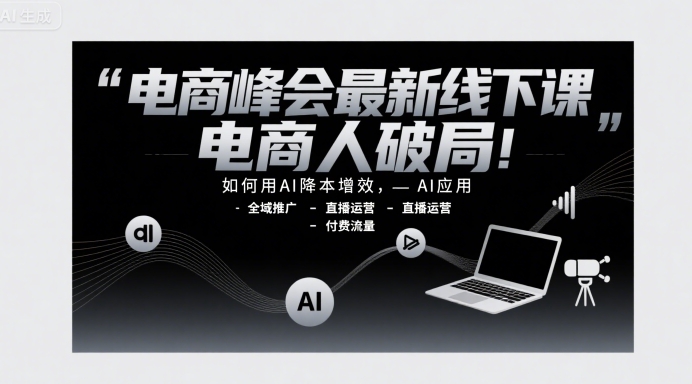 电商峰会最新线下课，电商人破局，如何用AI降本增效，AI应用-全域推广-直播运营-付费流量-中创项目网