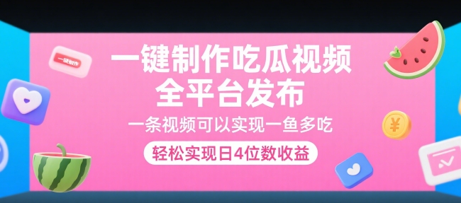 一键制作吃瓜视频，全平台发布，一条视频可以实现一鱼多吃，轻松实现日4位数收益【揭秘】-中创项目网