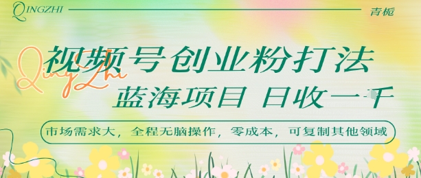 视频号创业粉打法，日入1k，蓝海项目，市场需求大，全程无脑操作，可复制-中创项目网