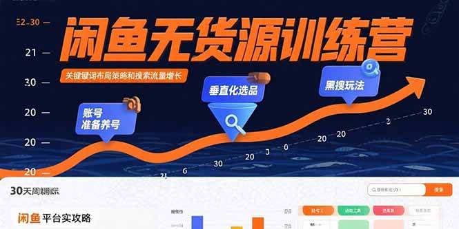 （15698期）闲鱼无货源训练营：账号准备养号/垂直化选品/黑搜玩法，0基础30天盈利指南-中创项目网