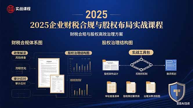 （15802期）2025企业财税合规与股权布局的实战课程：财税合规与股权高效治理方案-中创项目网