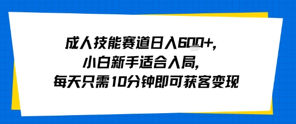 成人技能赛道日入多张，小白新手适合入局，每天只需10分钟即可获客变现-中创项目网