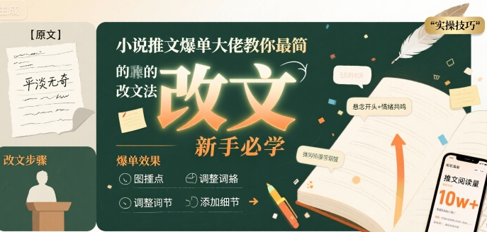 小说推文爆单大佬教你最简单的改文方法实操课，新手必学-中创项目网